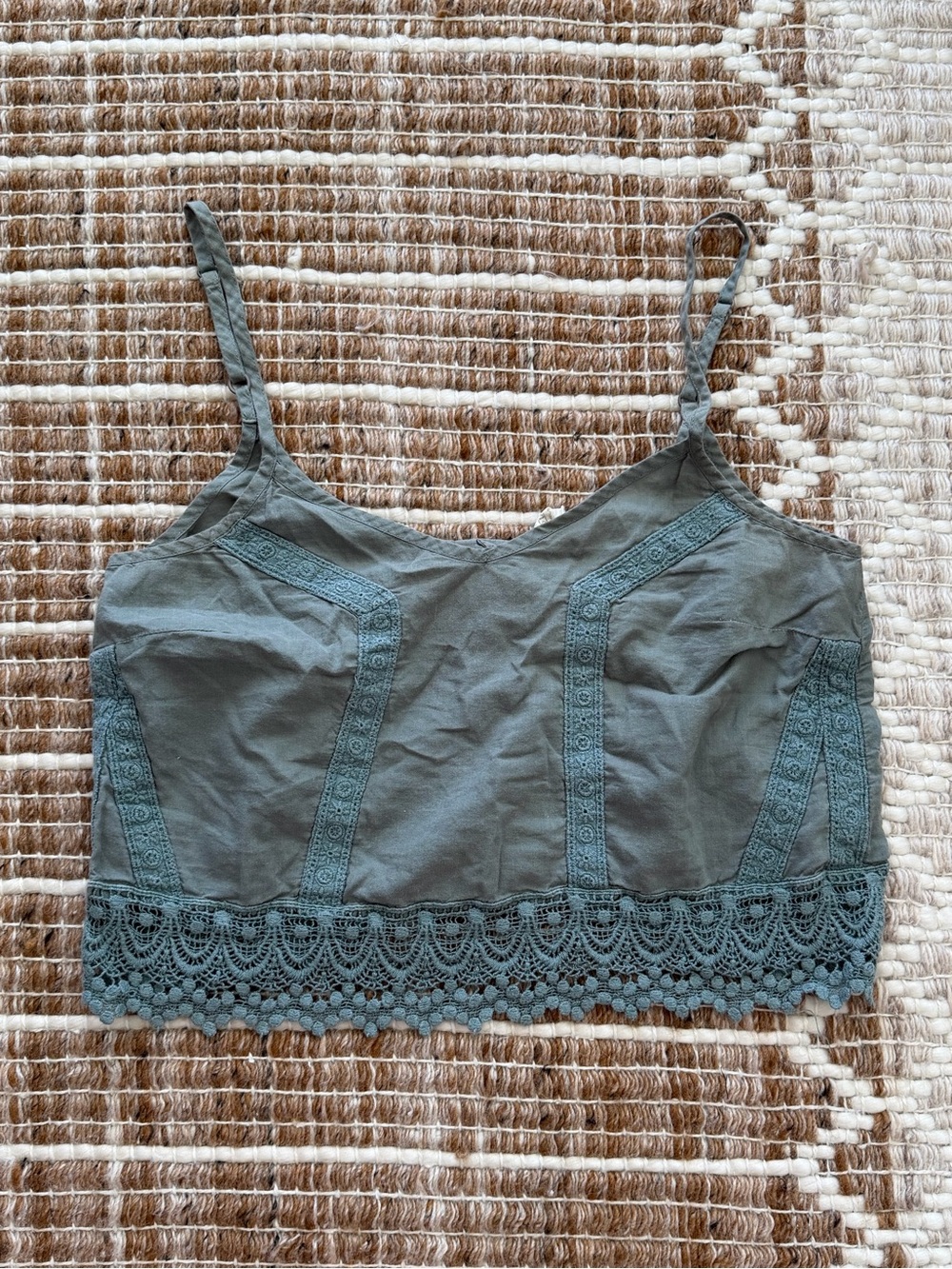La Hearts Sage Green Lace-Trim Cami